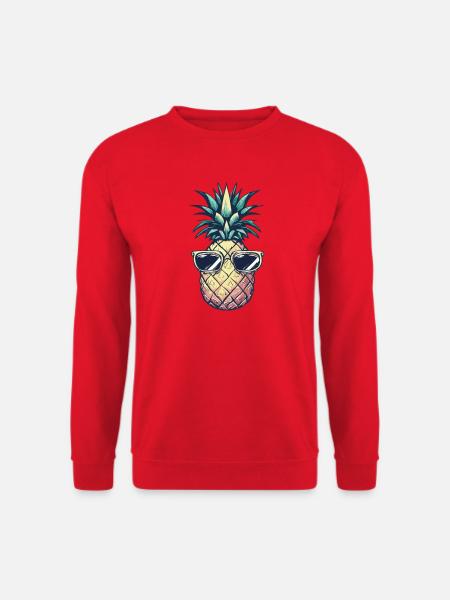 Ananas mit Sonnenbrille – Bunt - Unisex Pullover - Rot