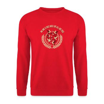 Gemeinsam Frei Taubenkreis - Unisex Pullover - Rot - Vorne - Alina (178cm) & Michal (187cm)