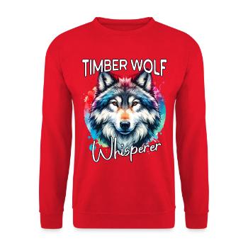 Grauwolf Flüsterer - Unisex Pullover - Rot - Vorne - Alina (178cm) & Michal (187cm)