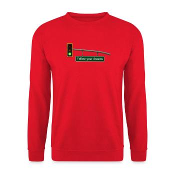 Follow Your Dreams – Ampel Motivation Geschenk - Unisex Pullover - Rot - Vorne - Alina (178cm) & Michal (187cm)