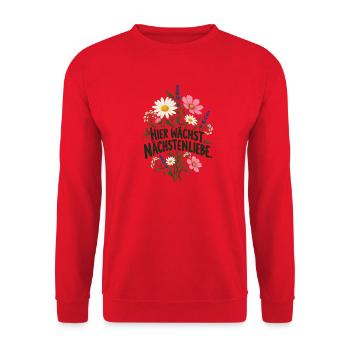 Nächstenliebe Blumenpracht LGBTQ Rechte - Unisex Pullover - Rot - Vorne - Alina (178cm) & Michal (187cm)
