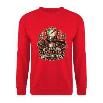 Espresso braucht Druck - Unisex Pullover - Rot - Vorne - Alina (178cm) & Michal (187cm)