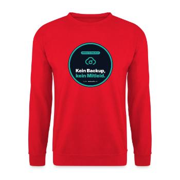 Kein Backup, Kein Mitleid. Admin Shirt - Unisex Pullover - Rot - Vorne - Alina (178cm) & Michal (187cm)
