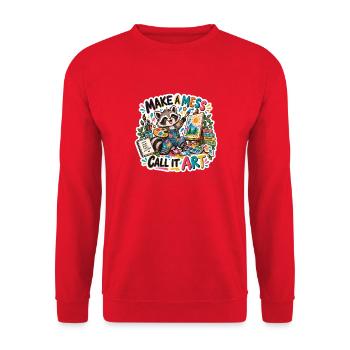 Messy Art Raccoon Studio - Unisex Pullover - Rot - Vorne - Alina (178cm) & Michal (187cm)