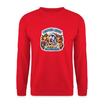 Wintermodus Kuschelig & Gelassen - Unisex Pullover - Rot - Vorne - Alina (178cm) & Michal (187cm)