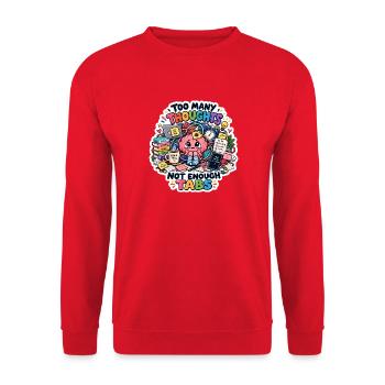 Zu viele Gedanken, zu wenige Tabs - Unisex Pullover - Rot - Vorne - Alina (178cm) & Michal (187cm)