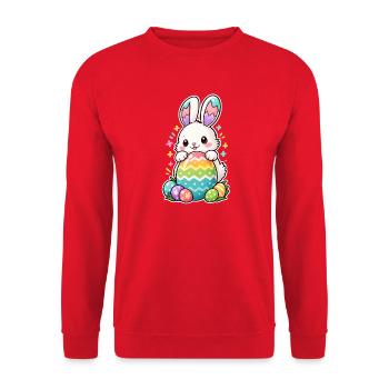 Kinder-Osterhasen-Familieneiersuche - Unisex Pullover - Rot - Vorne - Alina (178cm) & Michal (187cm)