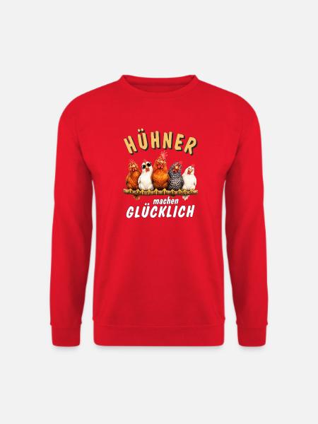 HÜHNER machen GLÜCKLICH - Unisex Pullover - Rot