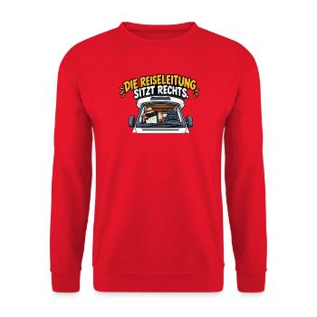 Camping Die Reiseleitung sitzt rechts - Unisex Pullover - Rot - Vorne - Alina (178cm) & Michal (187cm)