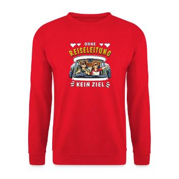 Camping Ohne Reiseleitung kein Ziel - Unisex Pullover - Rot - Vorne - Alina (178cm) & Michal (187cm)