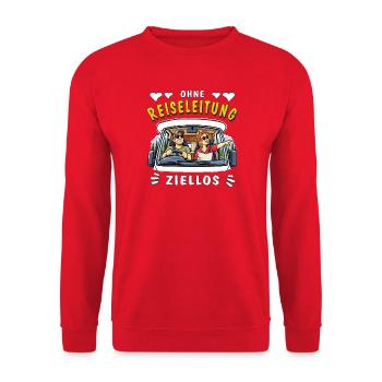 Camping Ohne Reiseleitung ziellos - Unisex Pullover - Rot - Vorne - Alina (178cm) & Michal (187cm)