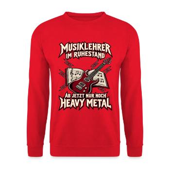 Musiklehrer im Ruhestand – Ab jetzt nur noch Heavy - Unisex Pullover - Rot - Vorne - Alina (178cm) & Michal (187cm)