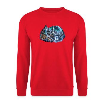 MELVIG – Eisstadt unter Nordlichtern - Unisex Pullover - Rot - Vorne - Alina (178cm) & Michal (187cm)