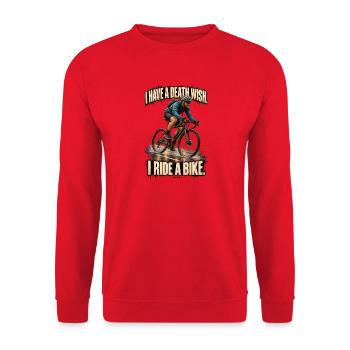 ODDROO – I Ride a Bike - Unisex Pullover - Rot - Vorne - Alina (178cm) & Michal (187cm)
