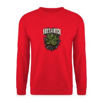 ODDROO – Schicksal & Kleeblatt - Unisex Pullover - Rot - Vorne - Alina (178cm) & Michal (187cm)