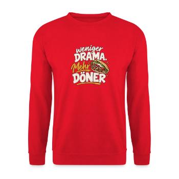 Weniger Drama, Mehr Döner - Unisex Pullover - Rot - Vorne - Alina (178cm) & Michal (187cm)