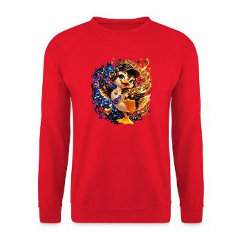 BeatPinguin Groove - Unisex Pullover - Rot - Vorne - Alina (178cm) & Michal (187cm)