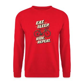 Eat Sleep Ride Repeat - Unisex Pullover - Rot - Vorne - Alina (178cm) & Michal (187cm)