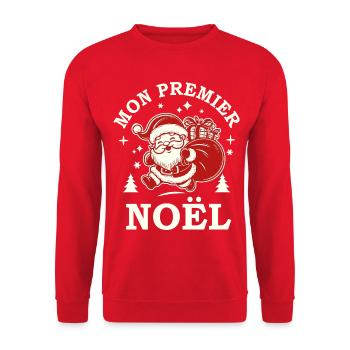 Erstes Weihnachtsbaby - Unisex Pullover - Rot - Vorne - Alina (178cm) & Michal (187cm)