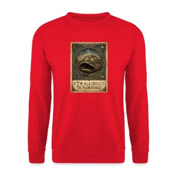 I'm Allergic To Mornings Turtle - Unisex Pullover - Rot - Vorne - Alina (178cm) & Michal (187cm)