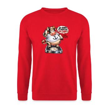 WIE SCHWER IST EIGENTLICH DAS T-SCHIRT  - Unisex Pullover - Rot - Vorne - Alina (178cm) & Michal (187cm)
