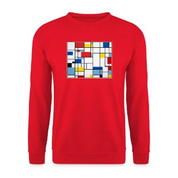 Mondrian Lines Primärfarbenspiel - Unisex Pullover - Rot - Vorne - Alina (178cm) & Michal (187cm)