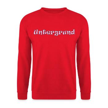 Untergrund Wort Schriftzug in pink - Unisex Pullover - Rot - Vorne - Alina (178cm) & Michal (187cm)