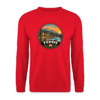 Fernie British Columbia Kanada Berge Natur - Unisex Pullover - Rot - Vorne - Alina (178cm) & Michal (187cm)