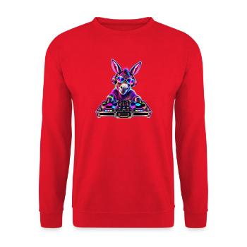 Neon DJ Donkey - Unisex Pullover - Rot - Vorne - Alina (178cm) & Michal (187cm)