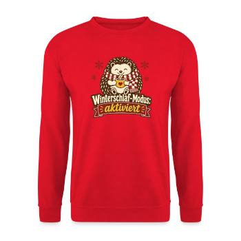 Igel Winterschlaf Modus Gemütlich Winter - Unisex Pullover - Rot - Vorne - Alina (178cm) & Michal (187cm)