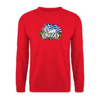 Ouzo Griechenland - Unisex Pullover - Rot - Vorne - Alina (178cm) & Michal (187cm)