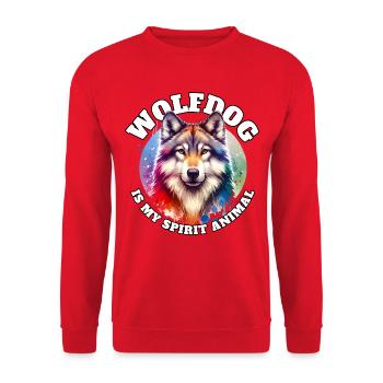 Lustige Wolfhund Sprüche - Unisex Pullover - Rot - Vorne - Alina (178cm) & Michal (187cm)