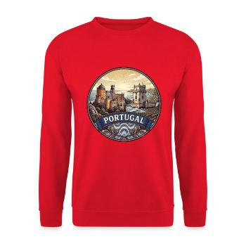 Portugal-Reiseabzeichen Pena-Palast Belem-Souvenir - Unisex Pullover - Rot - Vorne - Alina (178cm) & Michal (187cm)