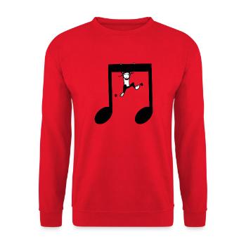 Hanging on a Note – T-Shirt für Musikliebhaber - Unisex Pullover - Rot - Vorne - Alina (178cm) & Michal (187cm)