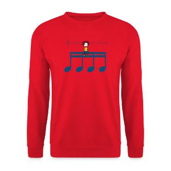 Headphones Blue Notes – T-Shirt für Musikliebhaber - Unisex Pullover - Rot - Vorne - Alina (178cm) & Michal (187cm)