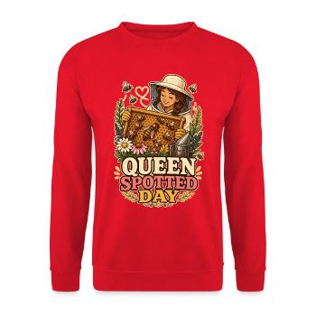 QUEEN SPOTTED DAY - Unisex Pullover - Rot - Vorne - Alina (178cm) & Michal (187cm)