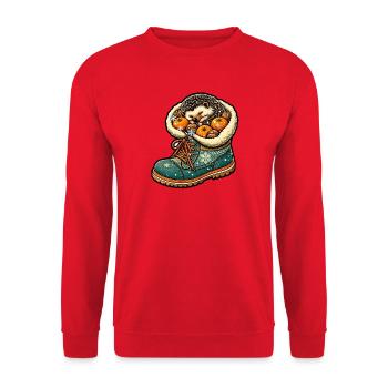 Igel Im Winterstiefel Mandarinen Pop Art Shirt - Unisex Pullover - Rot - Vorne - Alina (178cm) & Michal (187cm)