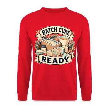 BATCH CURE READY - Unisex Pullover - Rot - Vorne - Alina (178cm) & Michal (187cm)