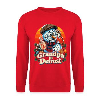 Christmas Schneemann Grandpa In Defrost - Unisex Pullover - Rot - Vorne - Alina (178cm) & Michal (187cm)