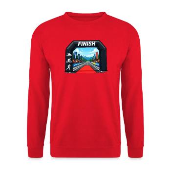 Finishlinie Sprint-Event Illustration - Unisex Pullover - Rot - Vorne - Alina (178cm) & Michal (187cm)