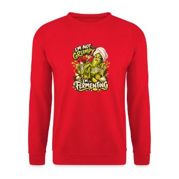 Fermentierendes Gurkenwesen - Unisex Pullover - Rot - Vorne - Alina (178cm) & Michal (187cm)