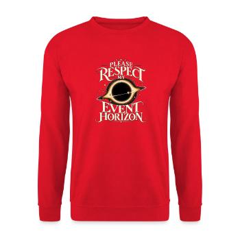 Bitte Respekt Meinen Ereignishorizont - Unisex Pullover - Rot - Vorne - Alina (178cm) & Michal (187cm)