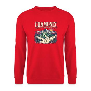 Chamonix, Skigebiete, Skigebiet - Unisex Pullover - Rot - Vorne - Alina (178cm) & Michal (187cm)