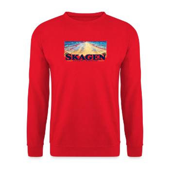 Skagen – Grenen und zwei Meere in Farbe - Unisex Pullover - Rot - Vorne - Alina (178cm) & Michal (187cm)