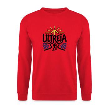Pilger Ultreïa – Santiago Compostela - Unisex Pullover - Rot - Vorne - Alina (178cm) & Michal (187cm)