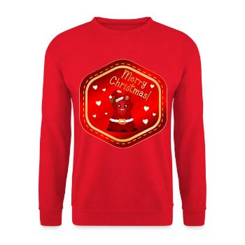 Lustiger Weihnachtsmann-Hund - Unisex Pullover - Rot - Vorne - Alina (178cm) & Michal (187cm)