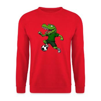 Fussballer Krokodil - Unisex Pullover - Rot - Vorne - Alina (178cm) & Michal (187cm)