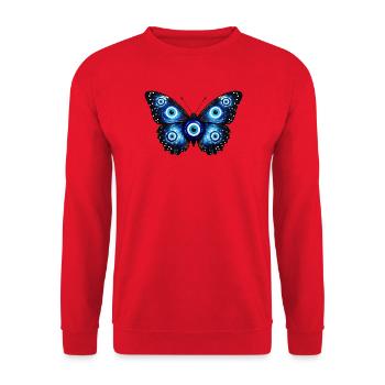 Schmetterling Nazar böses Auge vibes - Unisex Pullover - Rot - Vorne - Alina (178cm) & Michal (187cm)
