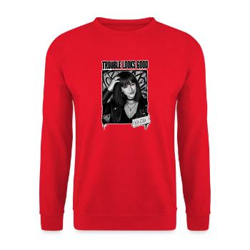 Trouble Looks Good Noir Punk - Unisex Pullover - Rot - Vorne - Alina (178cm) & Michal (187cm)