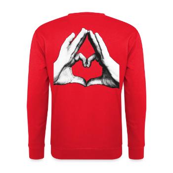 SO MUCH LOVE - Hands - Unisex Pullover - Rot - Hinten - Michal (187cm)
